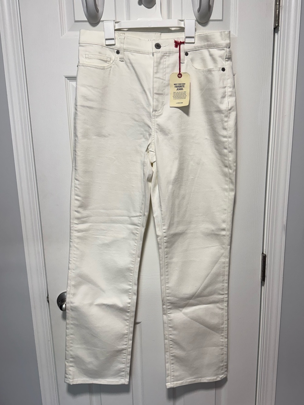 Lands' End White Straight-Leg Jeans NWT